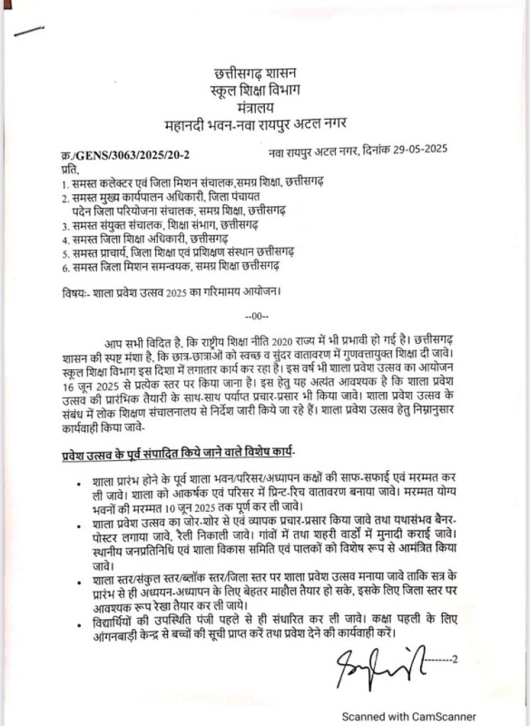 छत्तीसगढ़ में नया शैक्षणिक सत्र 16 जून 2025 से, ‘शाला प्रवेश उत्सव’ की तैयारी शुरू : Shala Pravesh Utsav 2025 1 image 252