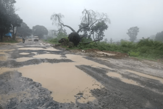 मानसून में उजागर हुई NH-343 की बदहाली: गड्ढों में तब्दील सड़क से परेशान लोग : Monsoon Exposed the Plight of NH-343 2 image 490