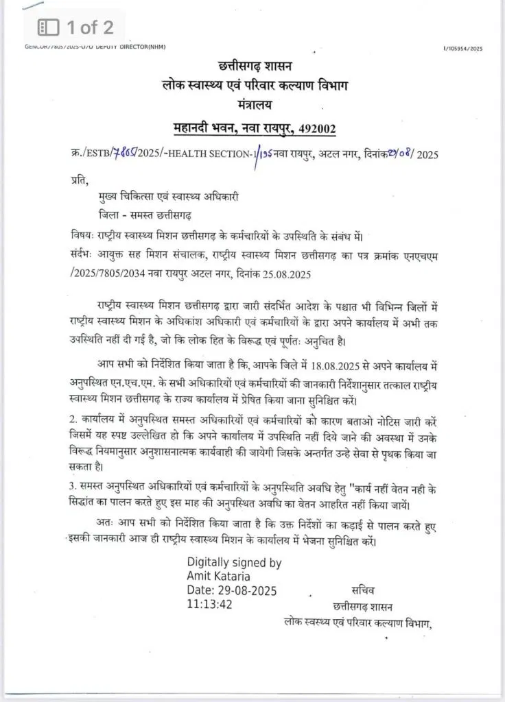 एनएचएम कर्मचारियों की हड़ताल पर स्वास्थ्य विभाग का सख्त रुख: काम पर न लौटने पर सेवा समाप्ति की चेतावनी : NHM Employees Warning of Termination of Service 2 image 550
