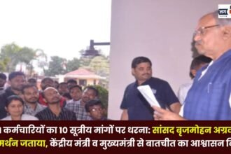 NHM Employees Protest MP Brijmohan Agarwal Expressed Support