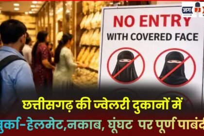 Burqas, helmets, face masks, and veils are completely banned in jewelry shops in Chhattisgarh